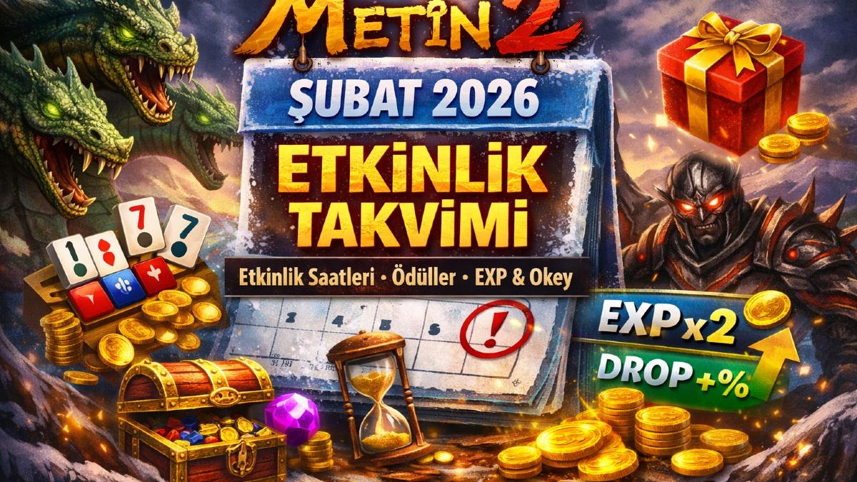 Metin2 Etkinlik Takvimi Şubat 2026 – Okey, Hidra, EXP/Drop ve Boss Saatleri