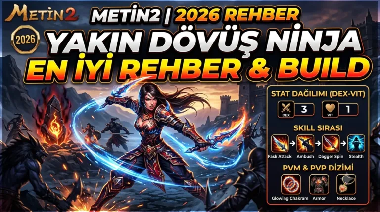 Metin2 Yakın Dövüş Ninja Rehberi 2026: Skill Sırası, Stat Dağılımı, İtem–Efsun Dizimi ve En İyi PVM/PVP Build