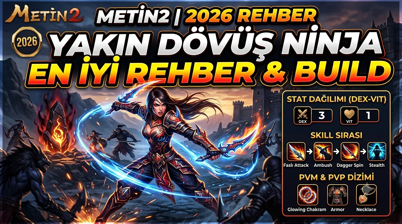 Metin2 Yakın Dövüş Ninja Rehberi 2026: Skill Sırası, Stat Dağılımı, İtem–Efsun Dizimi ve En İyi PVM/PVP Build