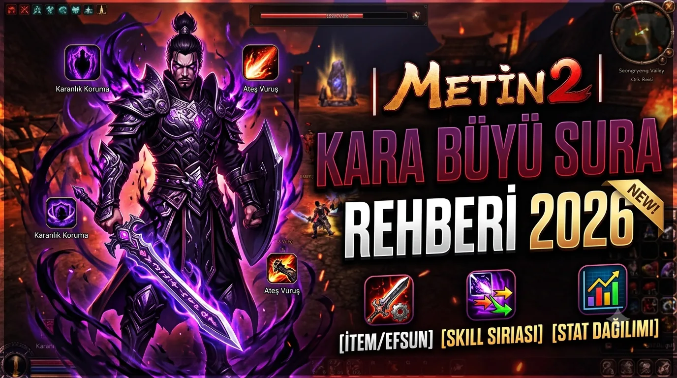Metin2 Kara Büyü Sura Rehberi 2026: Skill Sırası, Stat Dağılımı, İtem–Efsun Dizimi
