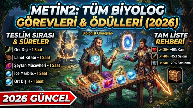 Metin2 Tüm Biyolog Görevleri ve Ödülleri 2026: Teslim Sırası, Süreler ve Tam Liste Rehberi