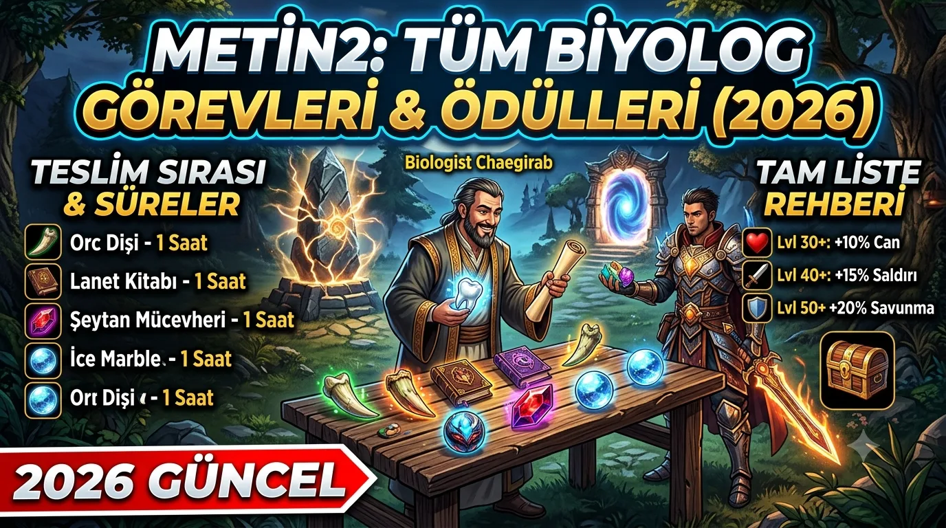 Metin2 Tüm Biyolog Görevleri ve Ödülleri 2026: Teslim Sırası, Süreler ve Tam Liste Rehberi