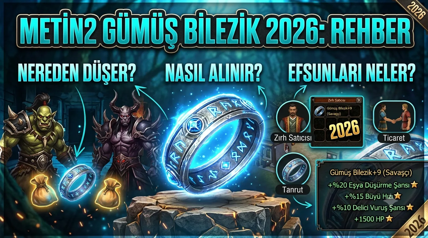 Metin2 Gümüş Bilezik 2026: Nereden Düşer, Nasıl Alınır, Efsunları Neler?