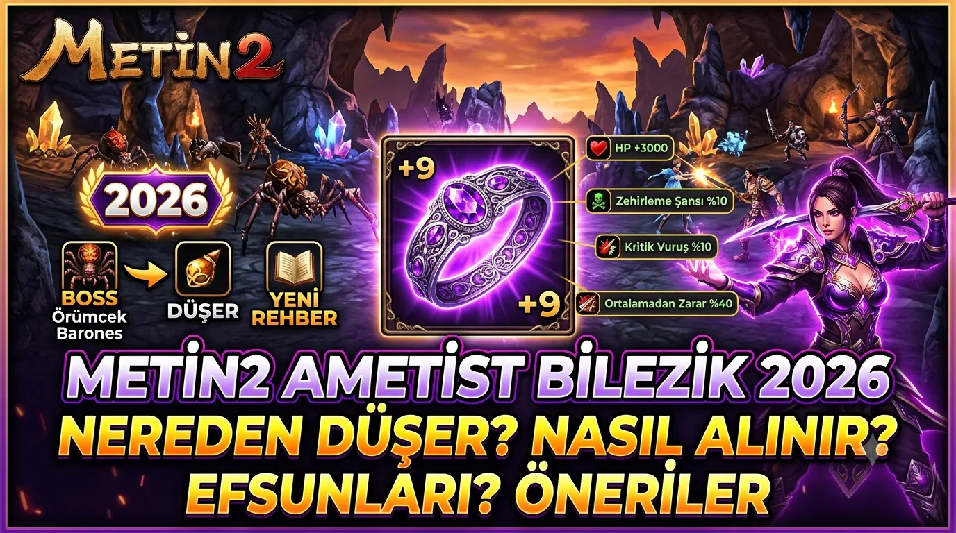 Metin2 Ametist Bilezik 2026: Nereden Düşer, Nasıl Alınır, Efsunları Neler?