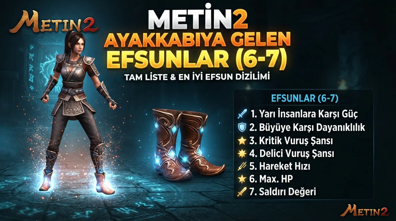Metin2 Ayakkabıya Gelen Efsunlar (6-7) – Tam Liste