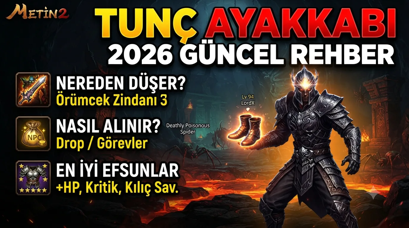 Metin2 Tunç Ayakkabı 2026: Nereden Düşer, Nasıl Alınır, Efsunları Neler?